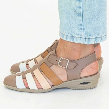 Zapatos calados mujer Tori cuero beige