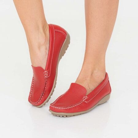 Mocasines mujer Albania cuero rojos