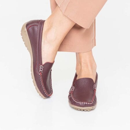 Mocasines mujer Albania cuero bordo