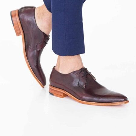Zapatos de vestir hombre Derby cuero guinda