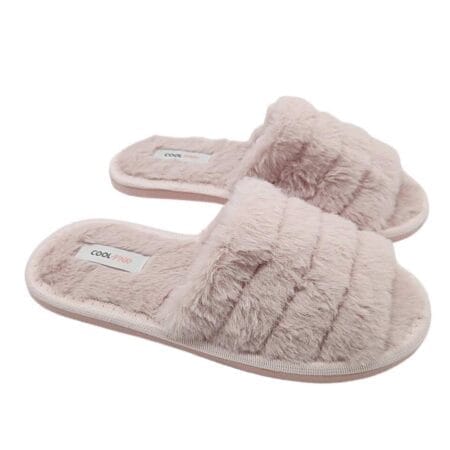Pantuflas mujer de tela peluche rosa confort
