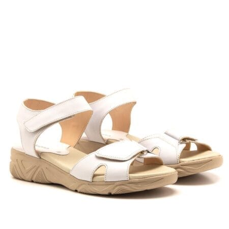 Sandalias mujer Perla Gravagna cuero blancas