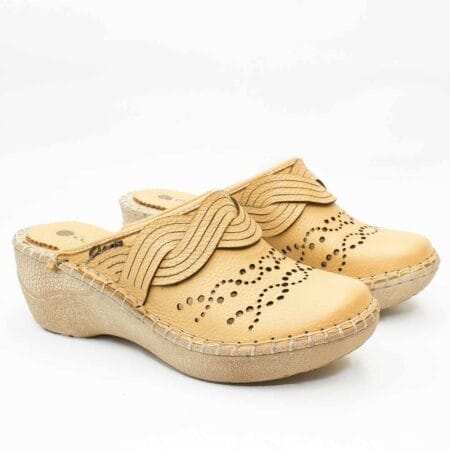 Zuecos mujer India Claris cuero natural