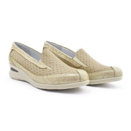 Mocasines mujer Pompeya cuero beige