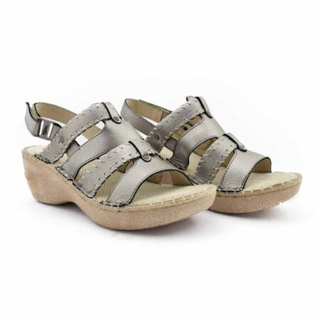 Sandalias mujer Sheila Claris cuero peltre