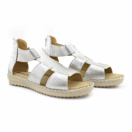 Sandalias mujer Nahir Claris cuero plateadas