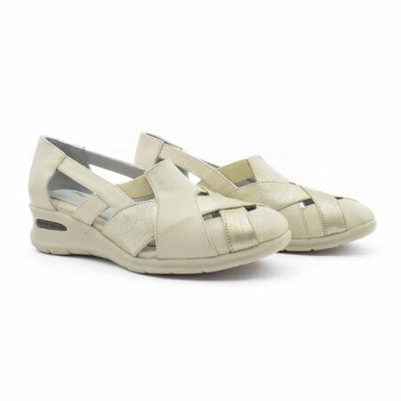 Zapatos calados mujer Pilar cuero natural