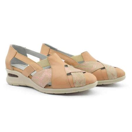 Zapatos calado mujer Pilar cuero nude