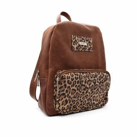 Mochila mujer Dani Gravagna cuero marrón animal print