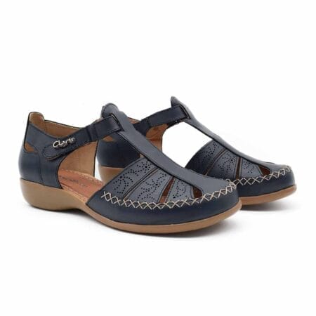 Guarachas mujer Nora Claris cuero azules