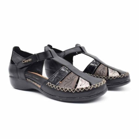 Guarachas mujer Nora Claris cuero negras