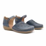Guarachas mujer Viviana Claris cuero azules