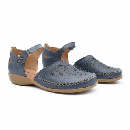 Guarachas mujer Viviana Claris cuero azules