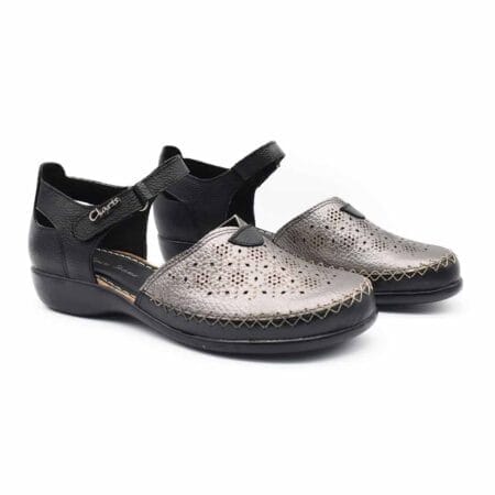 Guarachas mujer Viviana Claris cuero peltre