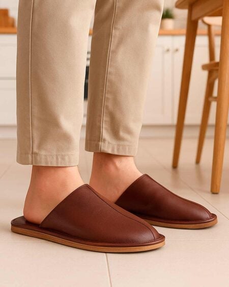 Pantuflas hombre Cuero Marrón