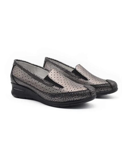 Mocasines mujer Pompeya cuero peltre