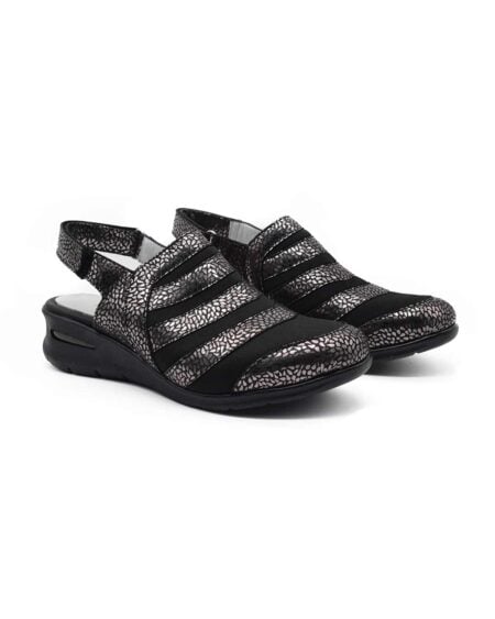 Zapatos calados mujer Juliana cuero neopreno peltre