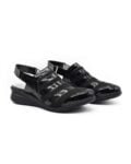 Zapatos calados mujer Juliana cuero neopreno charol negro
