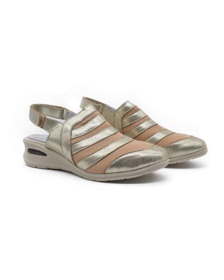 Zapatos calados mujer Juliana cuero neopreno platino