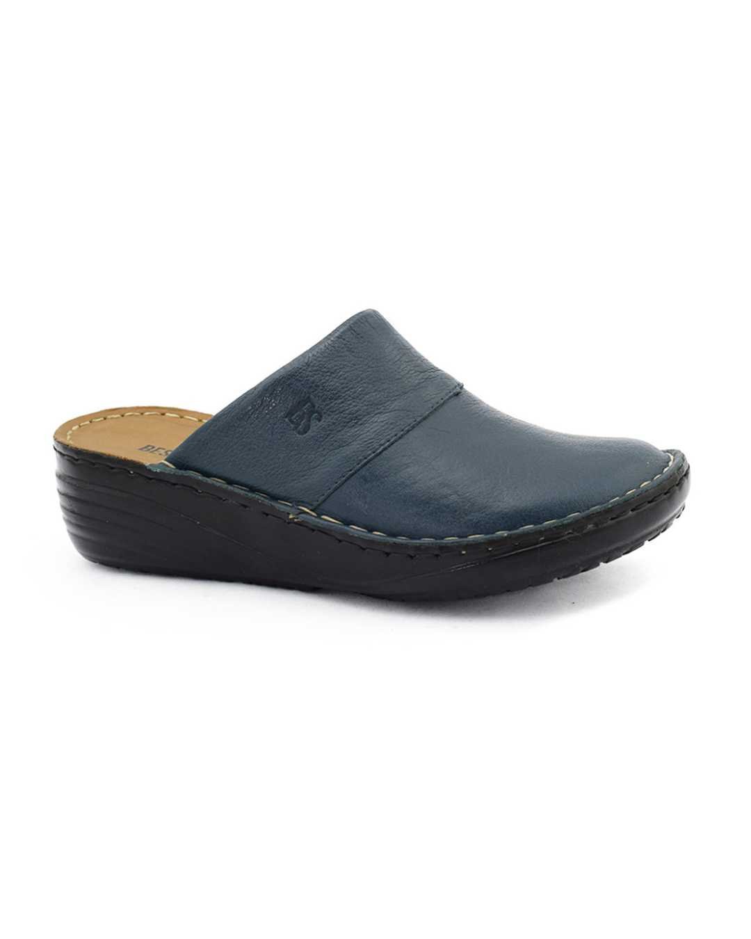 zuecos mujer carella cuero azules