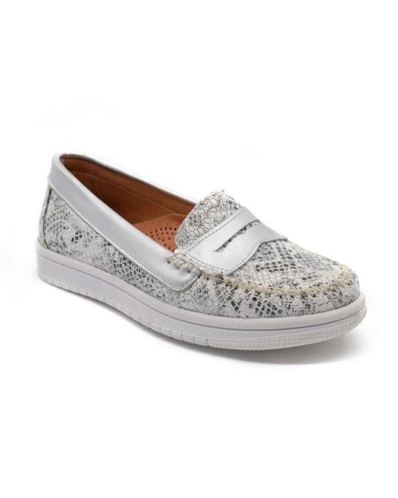 mocasines mujer anya cuero plata