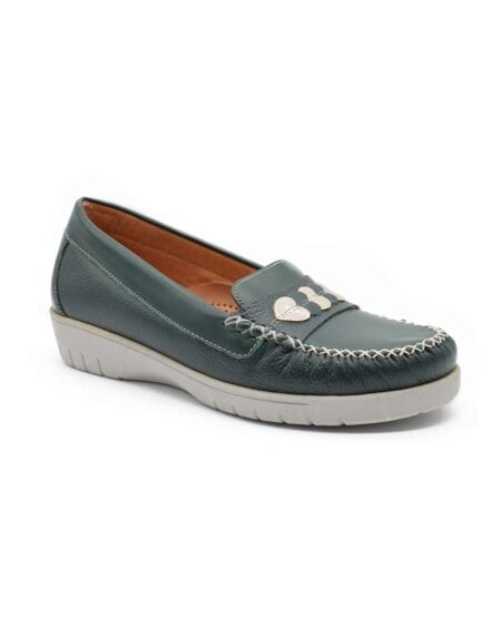 mocasines mujer nacira cuero verde