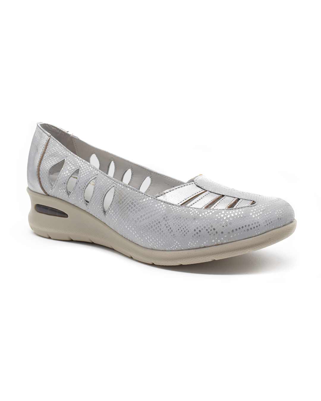 zapatos calados mujer liz cuero plata