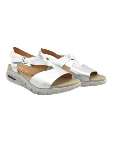 sandalias mujer tina cuero plata