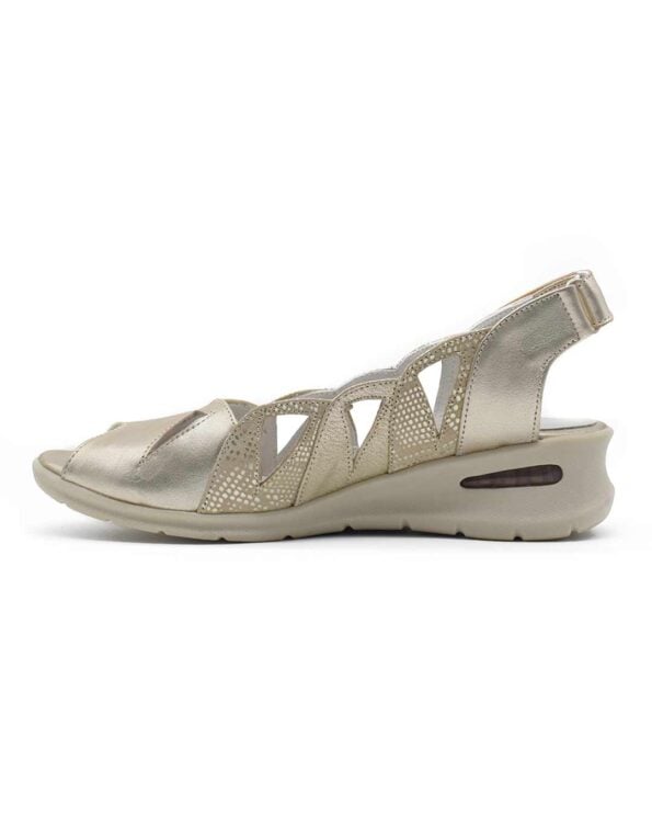 sandalias mujer calada georgia cuero oro