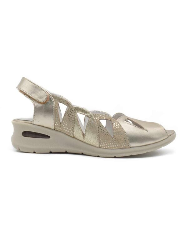 sandalias mujer calada georgia cuero oro