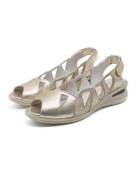 sandalias mujer calada georgia cuero oro