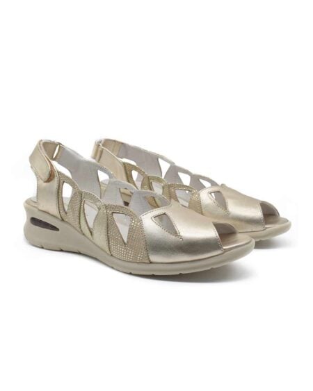 sandalias mujer calada georgia cuero oro