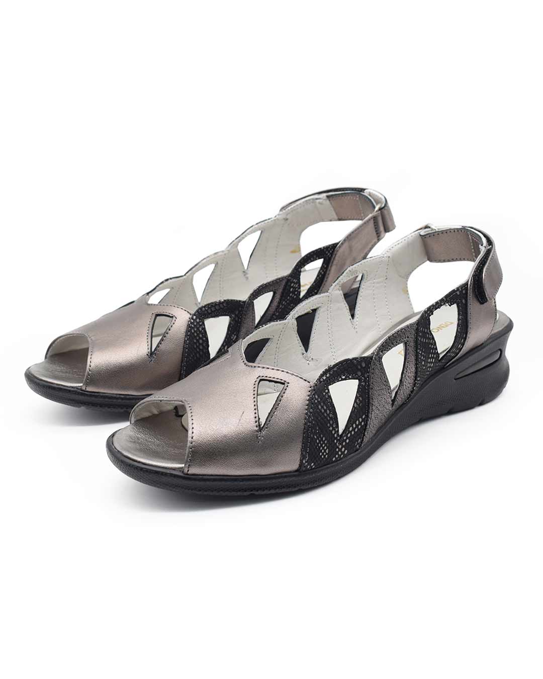 sandalias mujer calada georgia cuero peltre