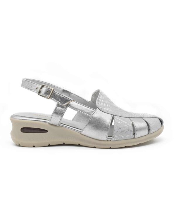 sandalias mujer jackie cuero plata