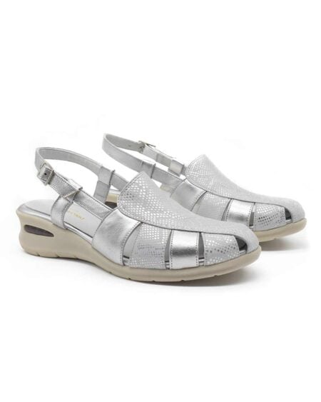 sandalias mujer jackie cuero plata