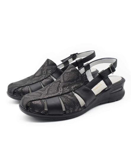 sandalias mujer jackie cuero negras