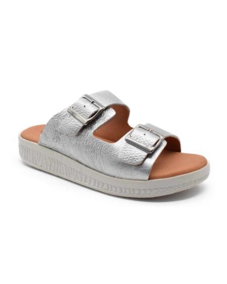 zuecos birken cuero mujer confort plata