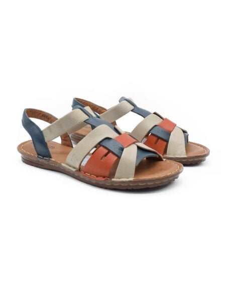sandalias cuero confort mujer aleya azul