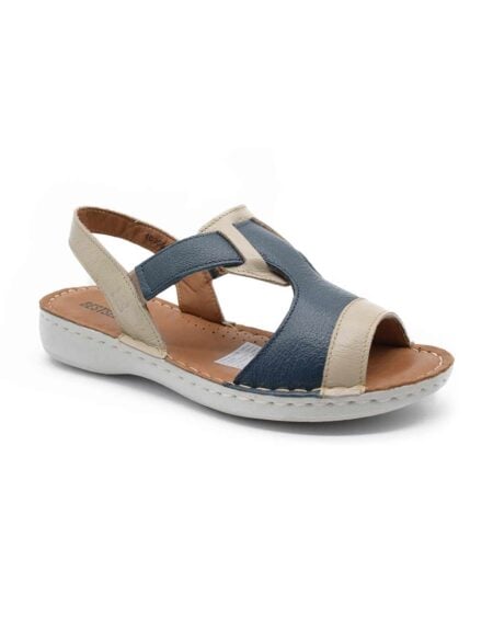 sandalias cuero mujer confort steke azul