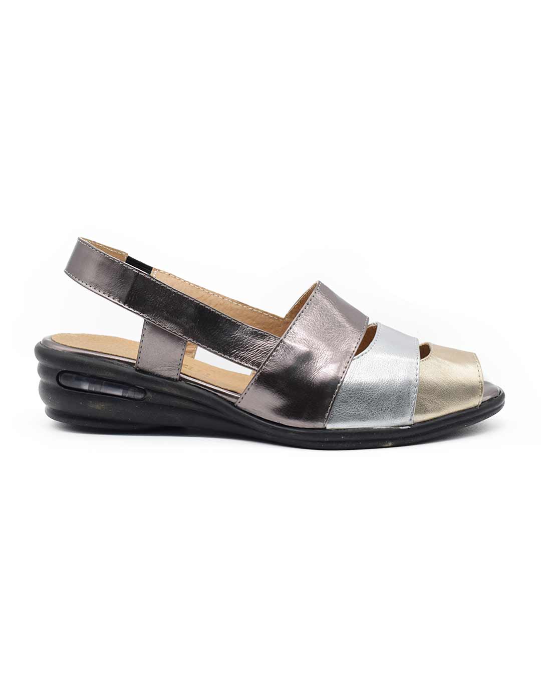 sandalias mujer rush cuero plata