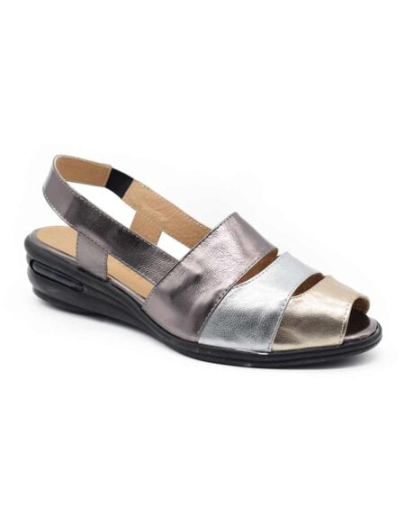 sandalias mujer rush cuero plata