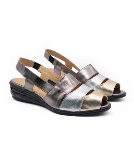 sandalias mujer rush cuero plata