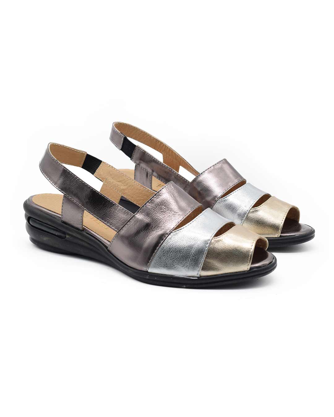 sandalias mujer rush cuero plata