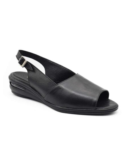sandalias confort mujer lina cuero negras