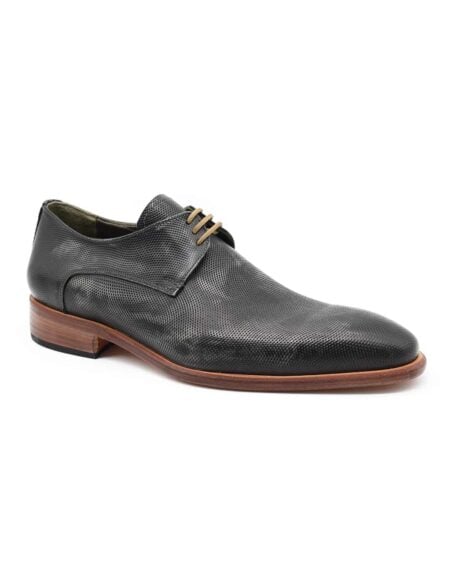 zapatos de vestir hombre benfica cuero gris alto brillo
